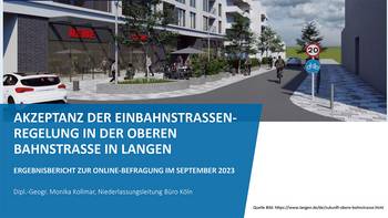 Ergebnisbericht zur Online-Befragung im September 2023 - Akzeptanz der Einbahnstraßenregelung in der Oberen Bahnstraße in Langen © Stadt Langen