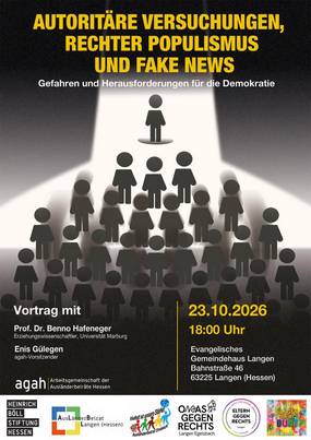 Plakat Vortrag Gefahren der Demokratie 23.10.2026 plakat vortrag gefahren demokratie 23.10.2026