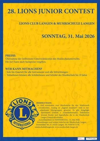 Plakat Lions Junior Contest 31.05.2026 © Lions Club Plakat Lions Junior Contest 31.05.2026 © Lions Club