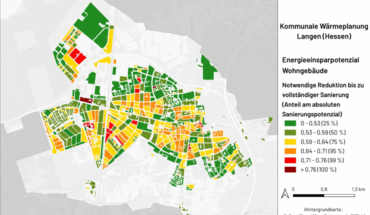 Abbildung 2 Räumliche Darstellung des Einsparpotenzials bis 2045 © Stadt Langen Abbildung 2 Räumliche Darstellung des Einsparpotenzials bis 2045 © Stadt Langen
